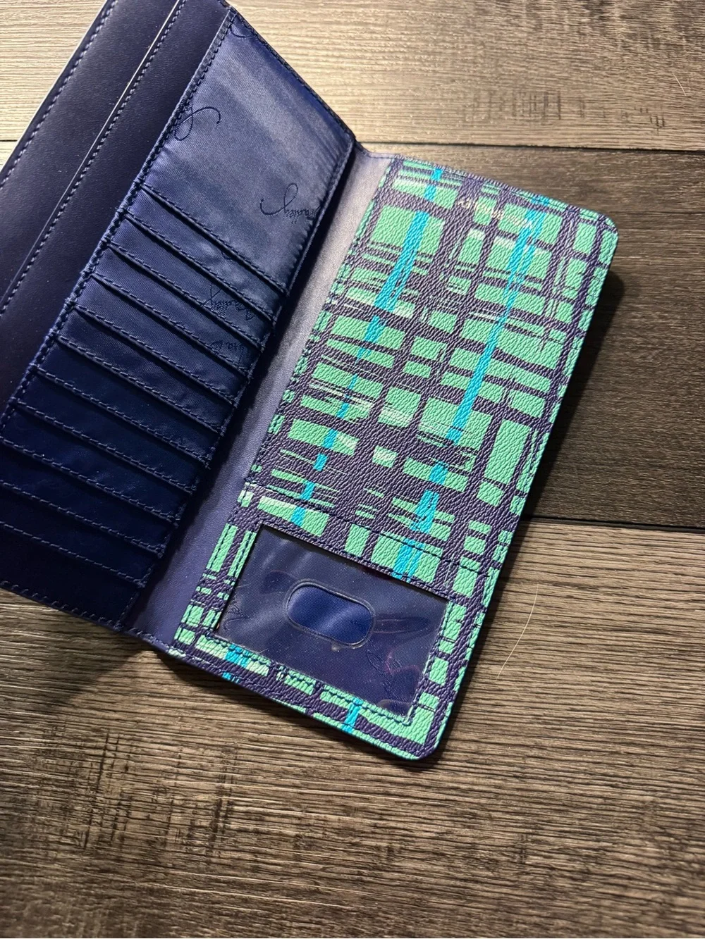 Vera Bradley Teal and Navy Plaid Wallet - Picture 2 of 7